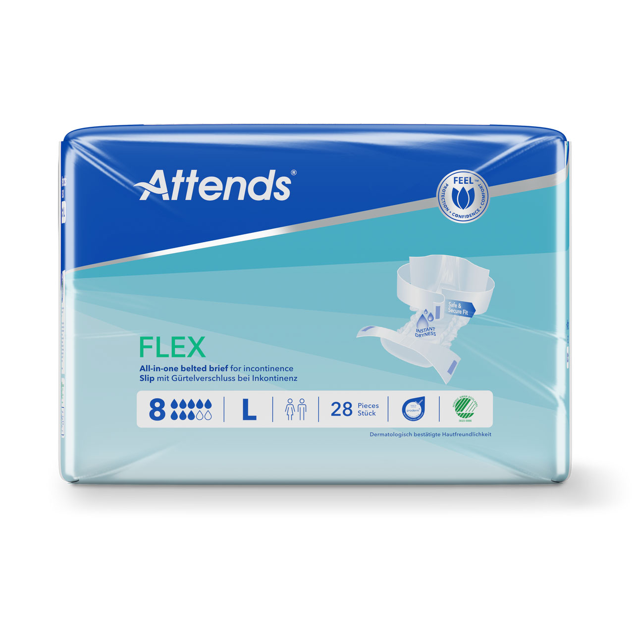 ATTENDS Flex 8 - Vorlage mit Hüftbund, Large (L), 112 Stück
