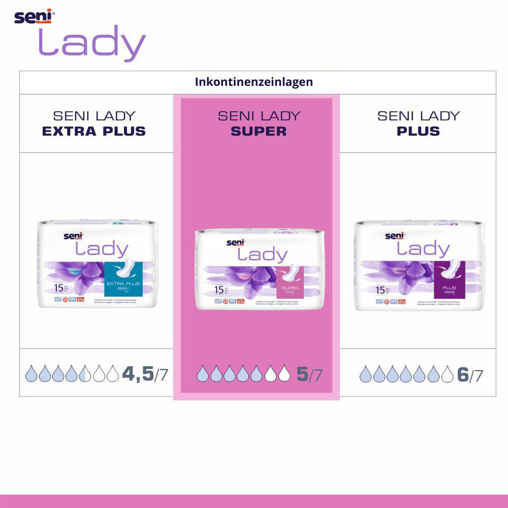 SENI Lady SUPER - 800ml Saugleistung - 15 Stück Pack