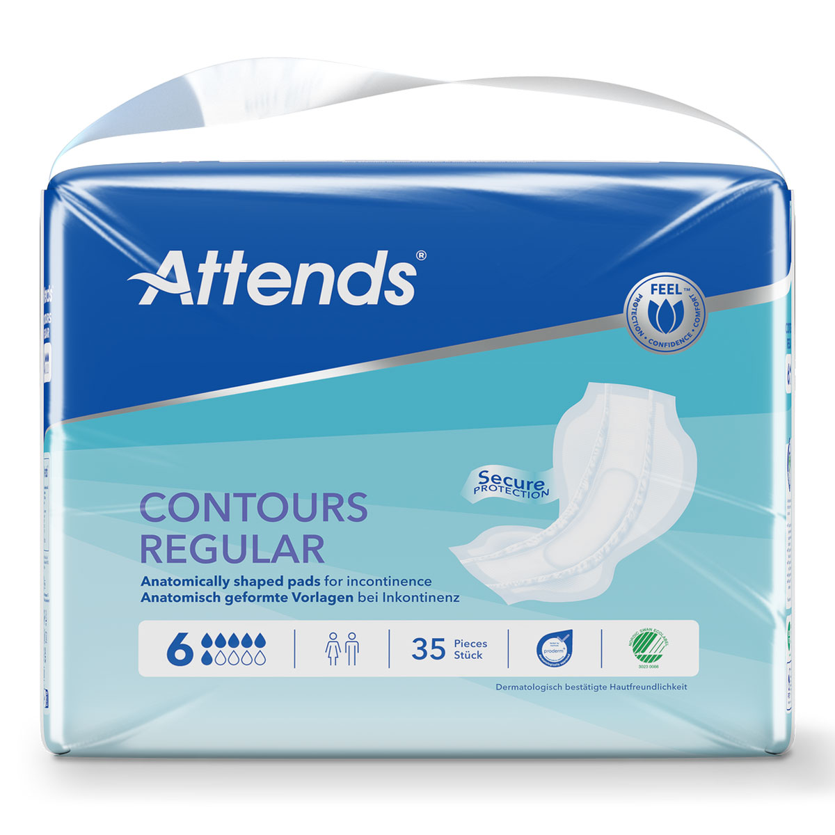 ATTENDS Contours Regular 6 - Inkontinenzvorlagen - 4x35 Stück