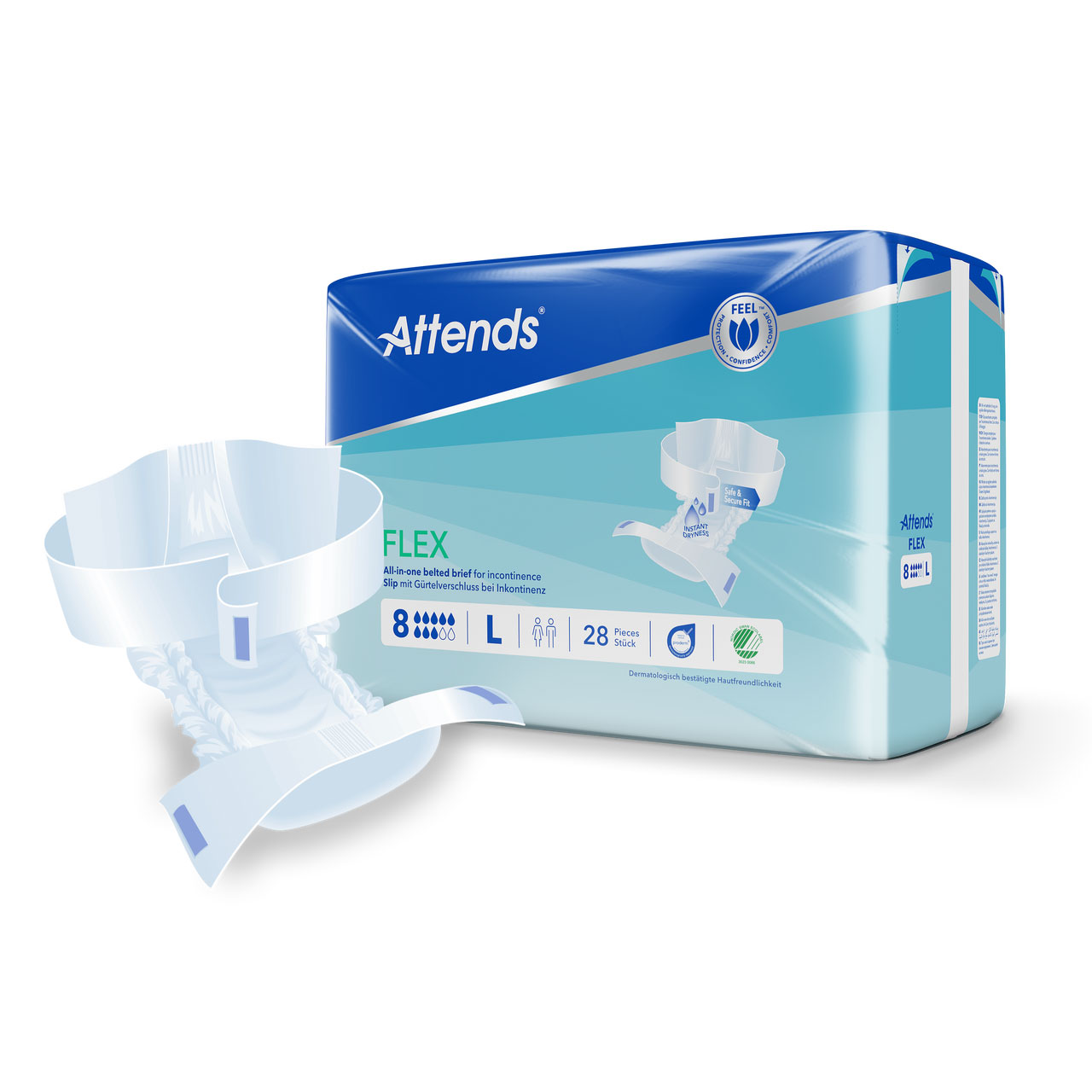 ATTENDS Flex 8 - Vorlage mit Hüftbund, Large (L), 112 Stück