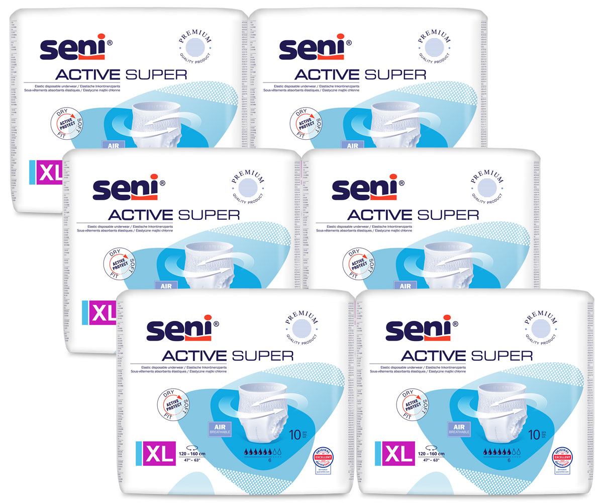SENI Active SUPER - Inkontinenzslip EXTRA LARGE (6x10) 60 Stück