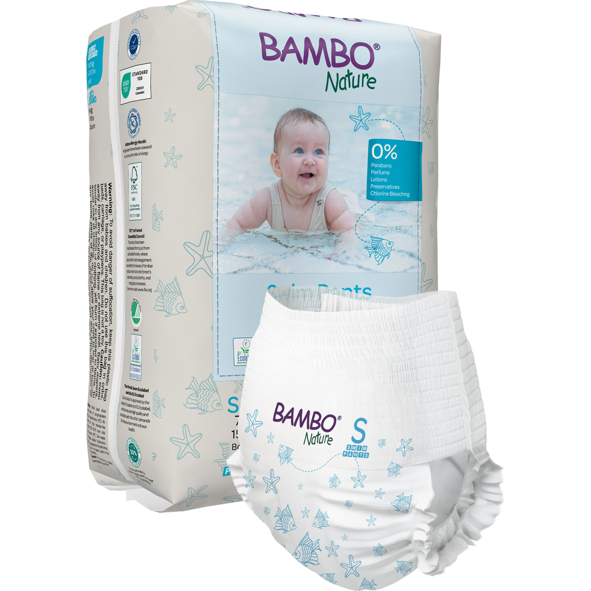 Bambo Nature Schwimmwindeln für Kinder Gr. S - 12 Stück Pack