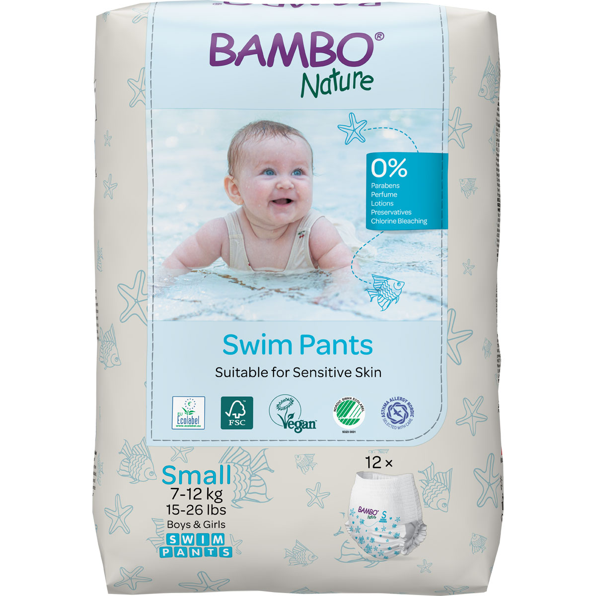 Bambo Nature Schwimmwindeln für Kinder Gr. S - 12 Stück Pack