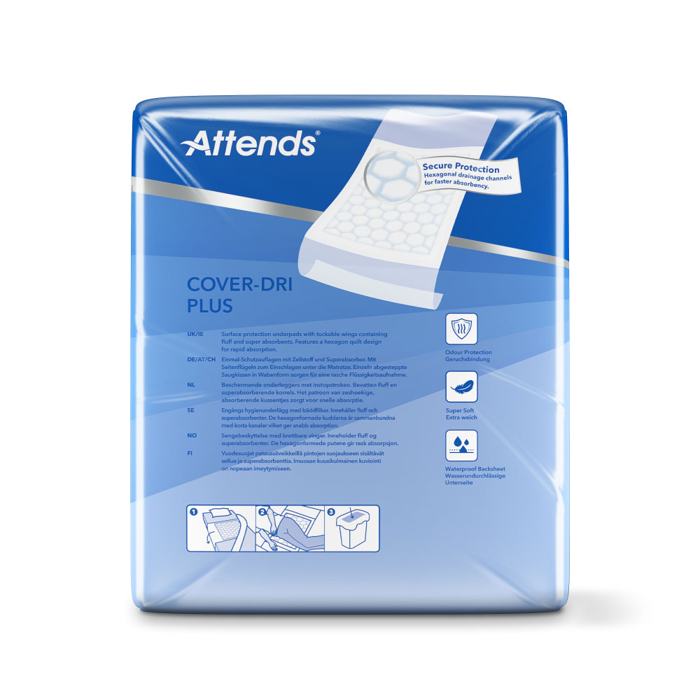 ATTENDS Cover-Dri Plus - Bettschutzeinlagen mit Flügel 80 x 170cm (30 Stück)