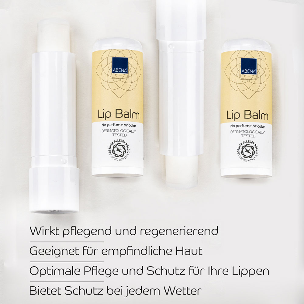 ABENA Lip Balm - Lippenpflegestift ohne Farbstoff und Parfüm, 4,8 g