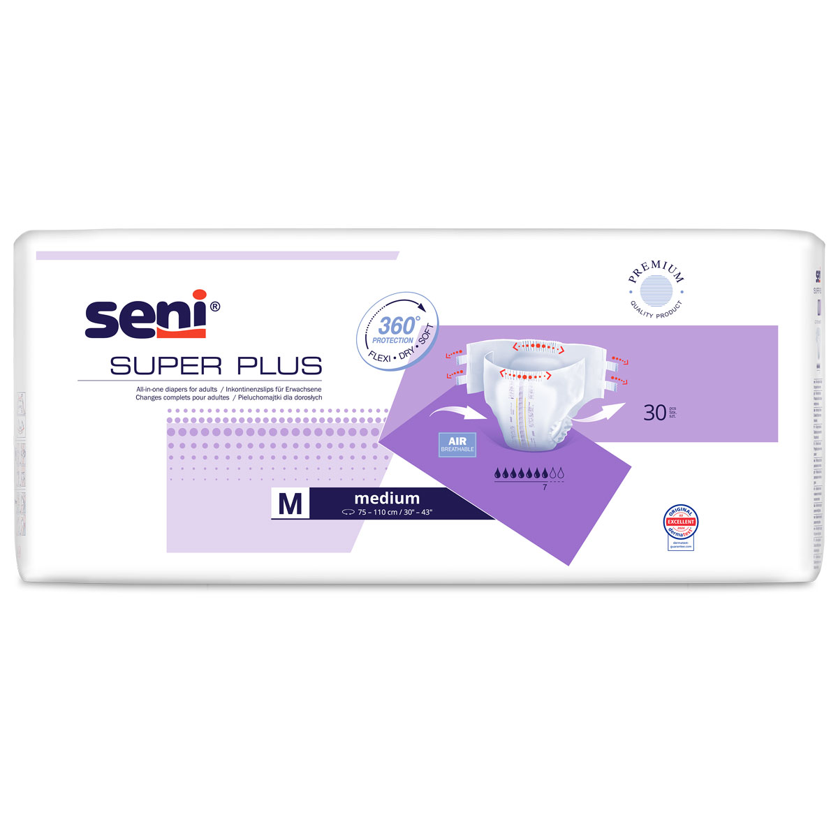 SENI Super PLUS - Inkontinenzwindeln - 30 Stück Pack - Medium (M)