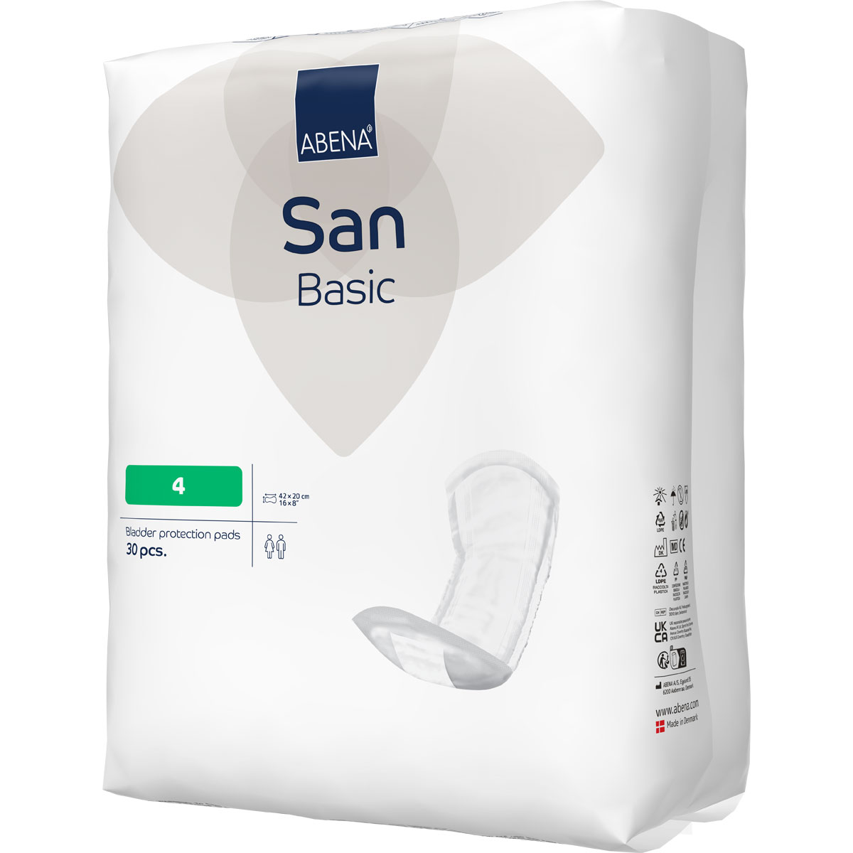 ABENA San Basic 4 - Inkontinenz-Einlagen - Saugkraft: 740ml - 30 Stück Pack