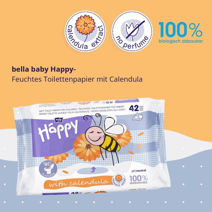 Bella Happy - feuchtes Toilettenpapier mit Calendula - 42 Tücher