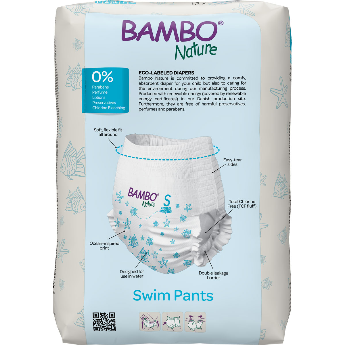 Bambo Nature Schwimmwindeln für Kinder Gr. S - 12 Stück Pack