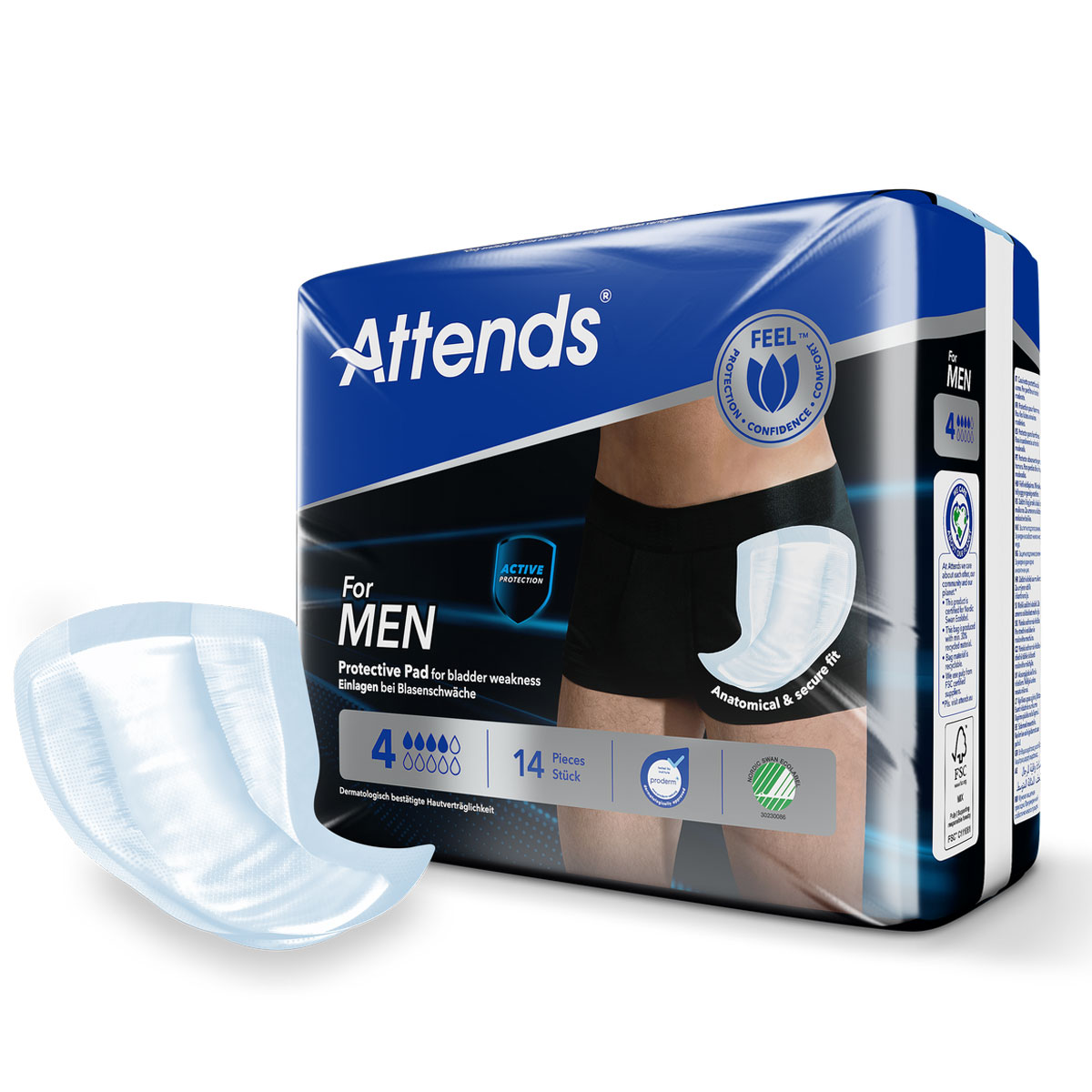 ATTENDS for Men 4, Slipeinlagen für Männer - 14 Stück Packung