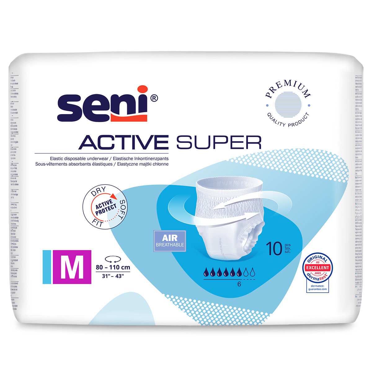 SENI Active SUPER - Inkontinenzslip MEDIUM 10 Stück Einzelpack