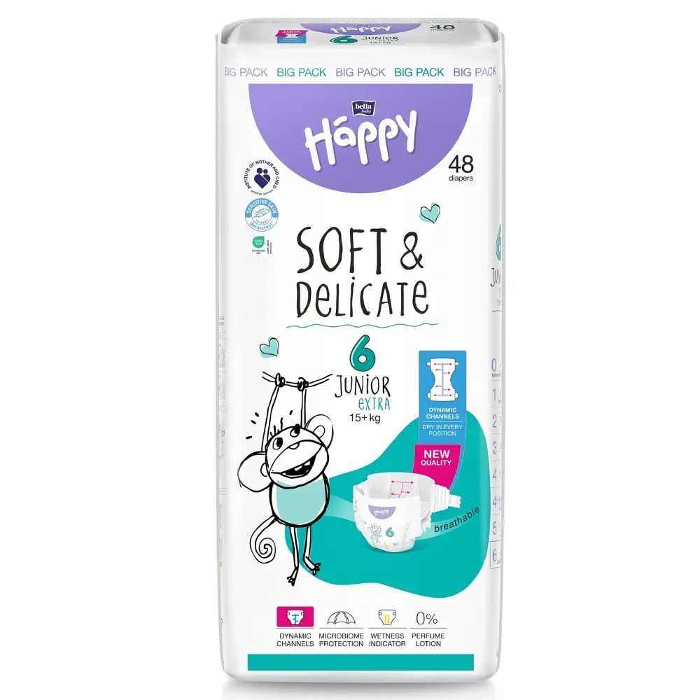 Bella Happy Soft & Delikate Gr. 6 - Kinderwindeln Junior EXTRA 15+ kg 192 (4x48) Stück BIGpack