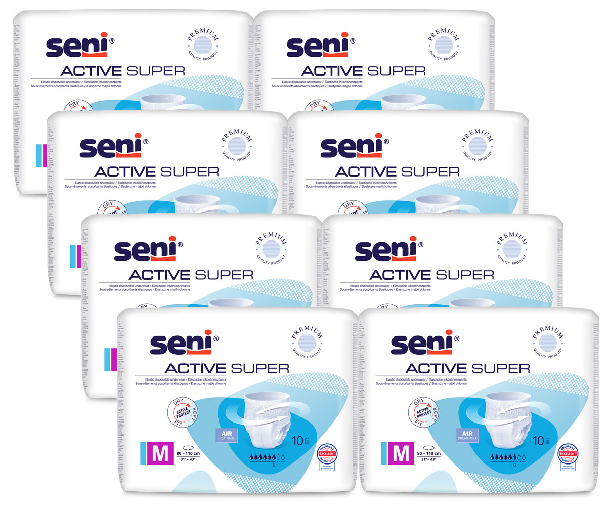 SENI Active SUPER - Inkontinenzslip MEDIUM (8x10) 80 Stück