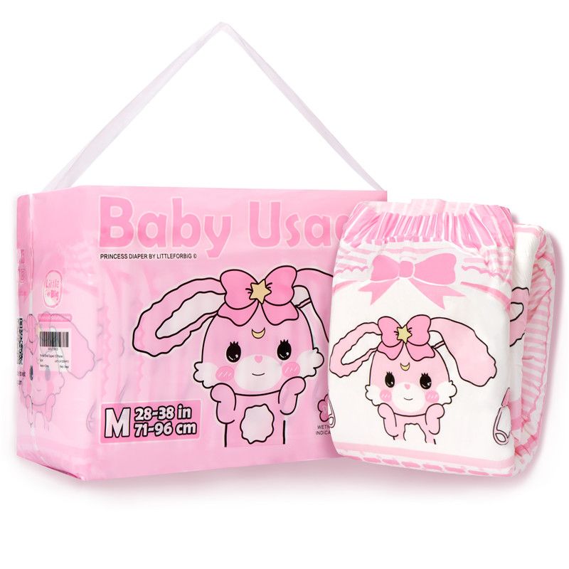 Little for Big - Baby Usagi - rosa Häschen-Windeln für Erwachsene | Medium (M)