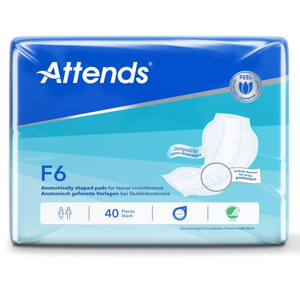 ATTENDS F6 - Stuhl Inkontinenzvorlagen - 40 Stück Packung