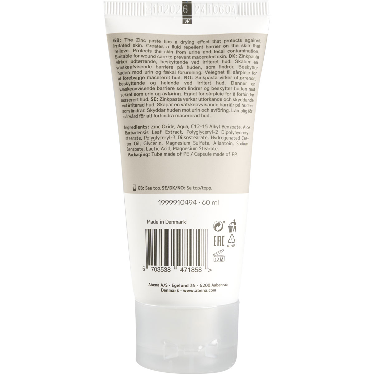 ABENA Zinkpaste - mit 40% Zinkoxid - 60ml Tube