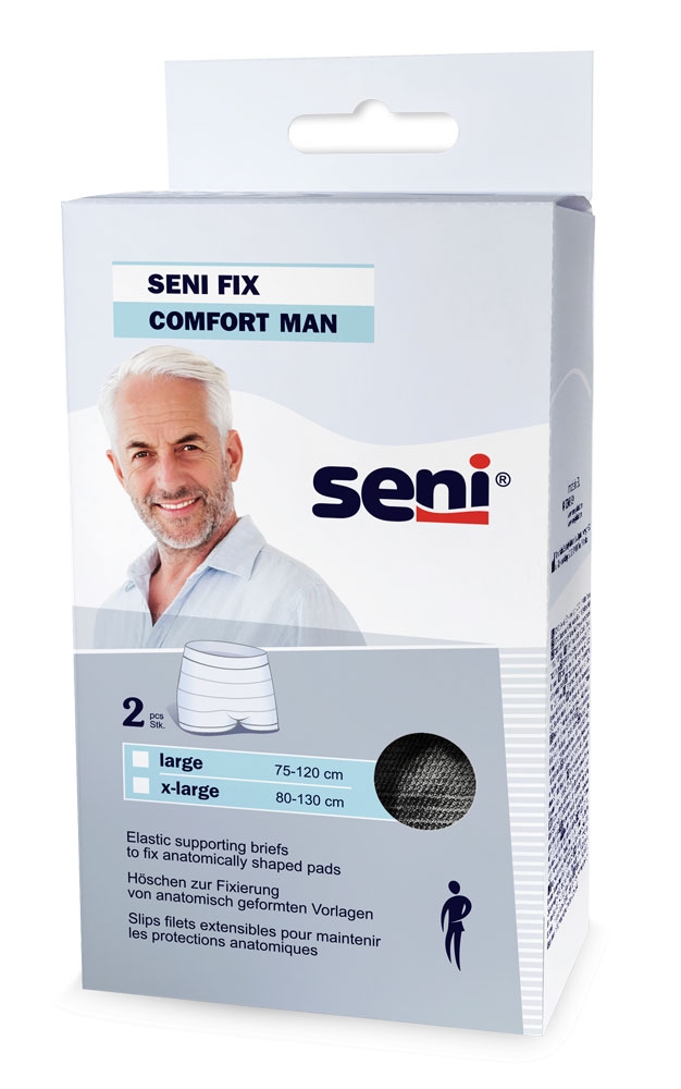 SENI FIX Comfort MAN - Fixierhosen in Schwarz für Männer - 2 Stück Pack - Large (L)