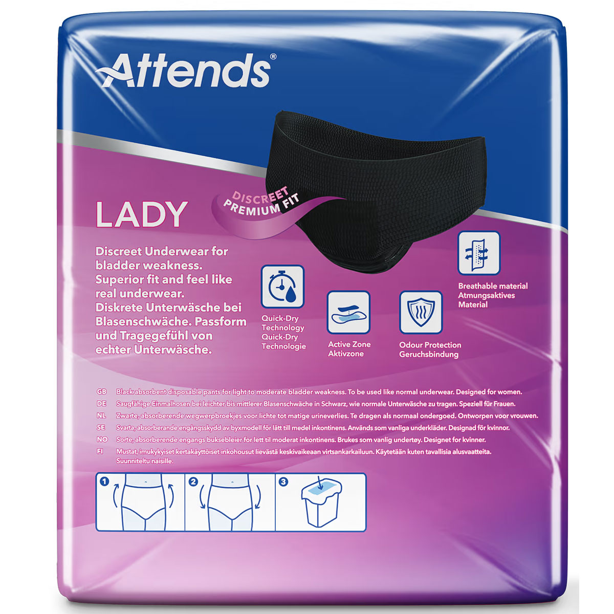 Attends Lady Discreet Underwear 3 - Pants für Frauen - Large (L)