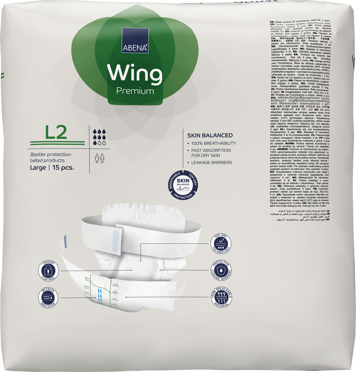 ABENA WING Large L2 - Inkontinenz-Vorlage mit Gürtel - 4x15 Stück