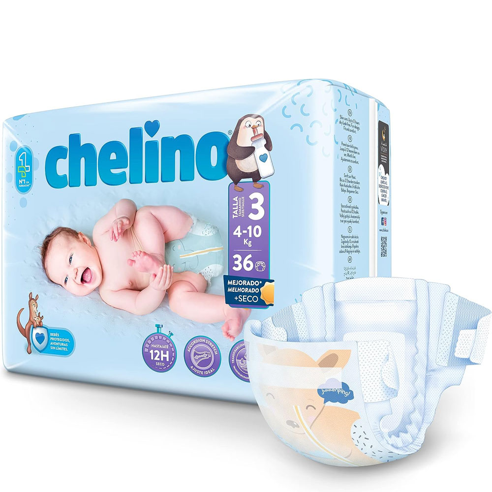 Chelino Design- Windeln (T3) MIDI 4-10kg (6x36) Stück Vorteilspack