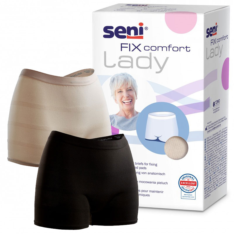 SENI FIX Comfort LADY - Fixierhosen in Schwarz & Nude - 2 Stück Pack M | L | XL