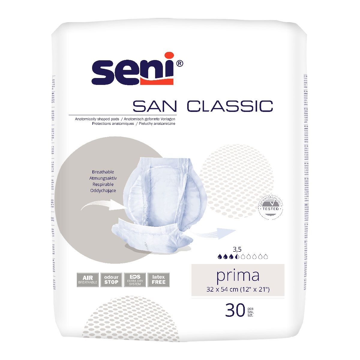 Seni SAN Classic - PRIMA - atmungsaktive Vorlagen (4x30) 120 Stück Karton