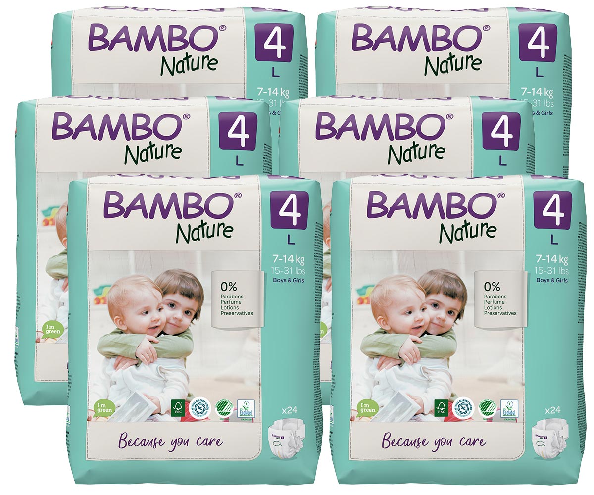 Bambo NATURE - Babywindeln Gr. 4 MAXI [L] 7-14 Kg - 6x24 (144) Stück