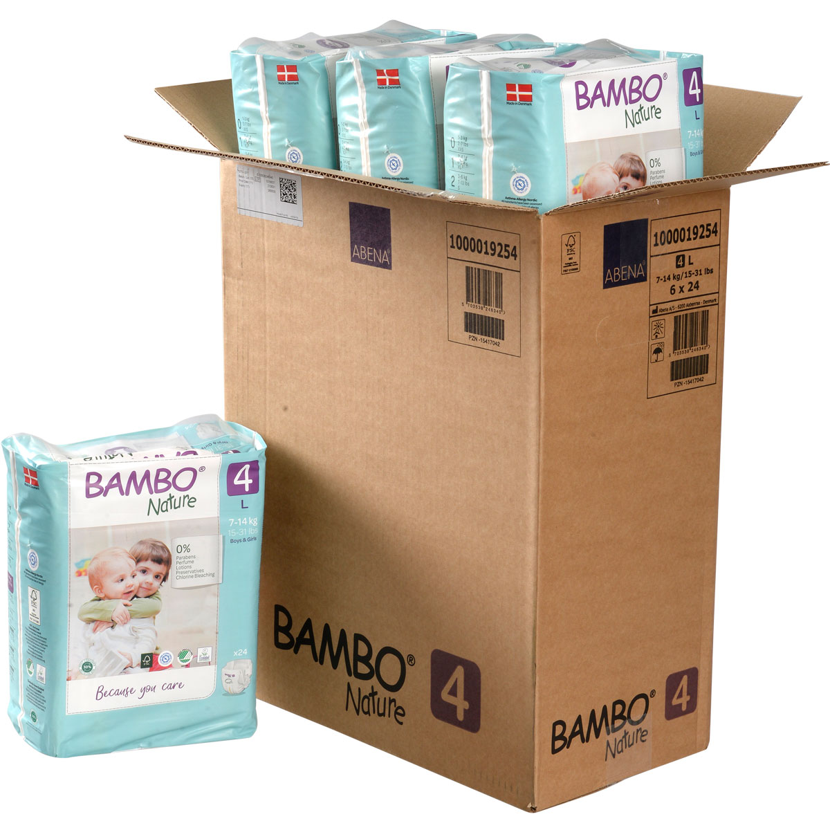 Bambo NATURE - Babywindeln Gr. 4 MAXI [L] 7-14 Kg - 6x24 (144) Stück