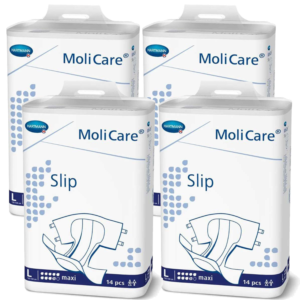 HARTMANN MoliCare® Slip (MAXI 9 Tropfen) LARGE (L) Windel mit Außenfolie - 4x14 Stück