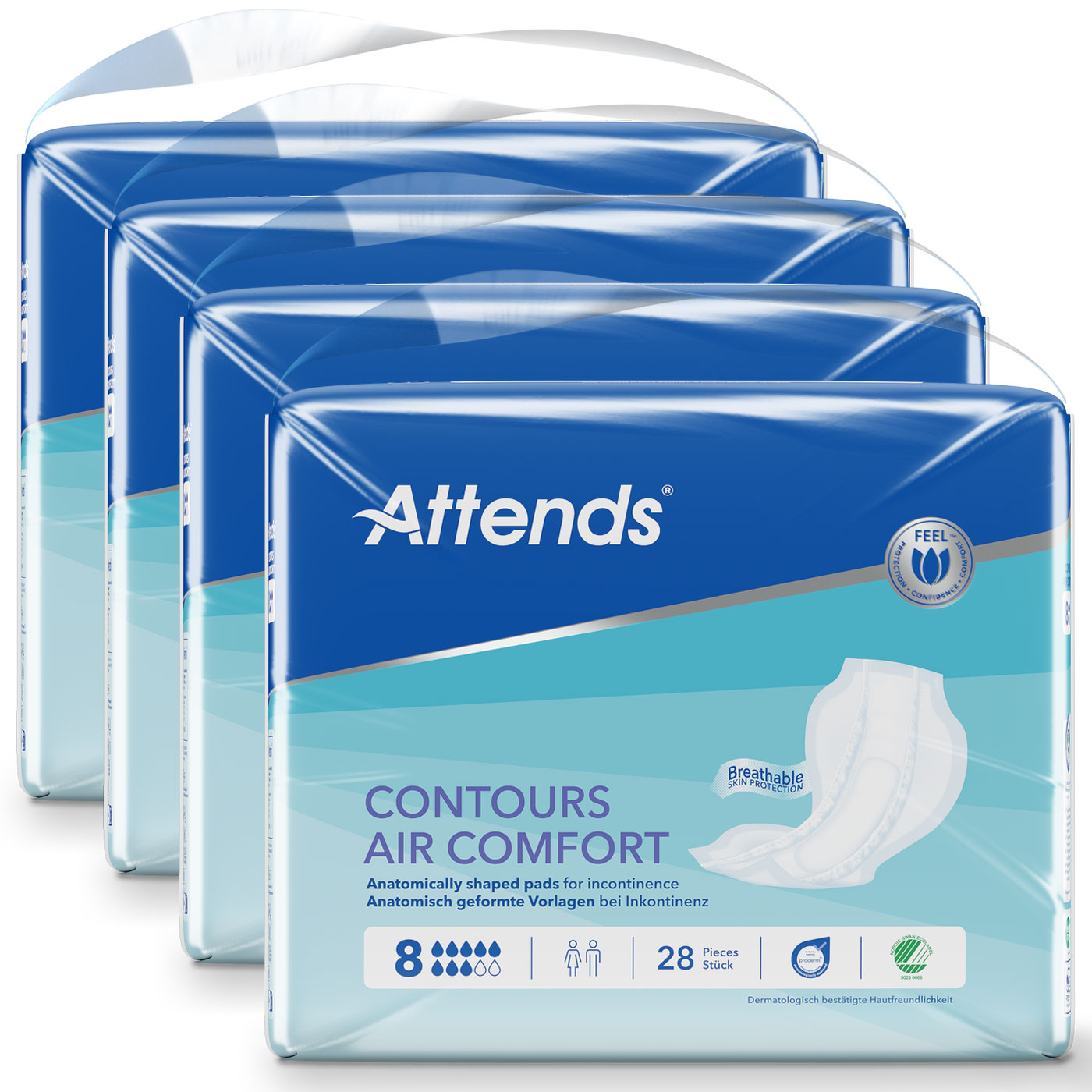 ATTENDS Contours AIR Comfort 8 - atmungsaktive Vorlage - 4x28 Stück