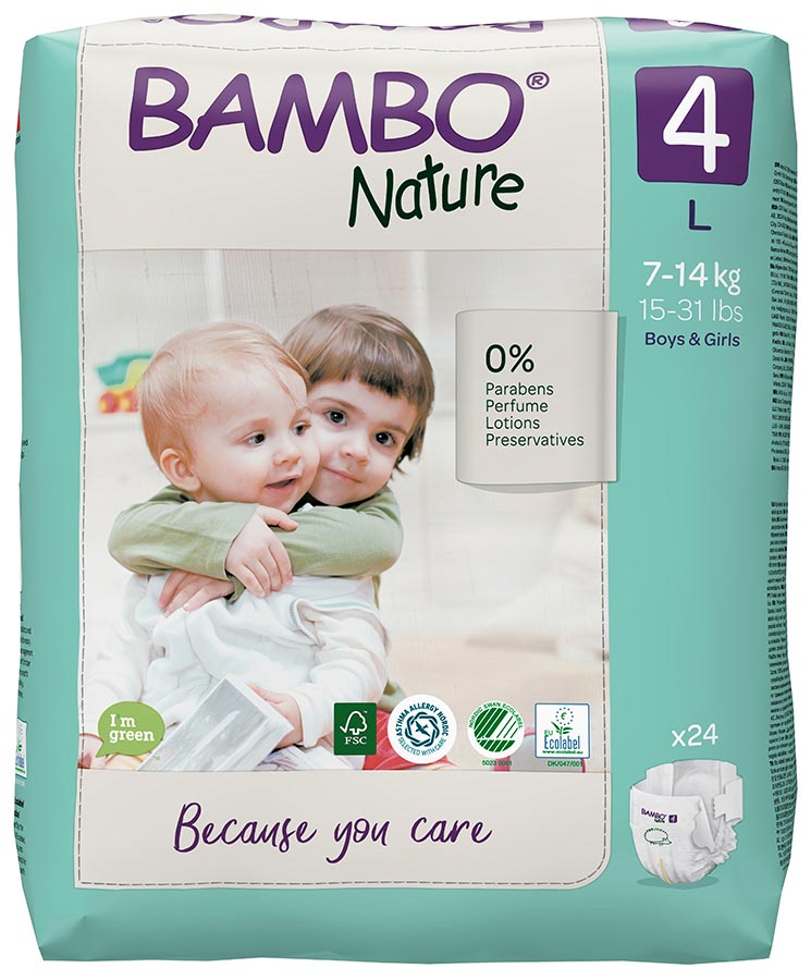 Bambo NATURE - Babywindeln Gr. 4 MAXI [L] 7-14 Kg - 6x24 (144) Stück