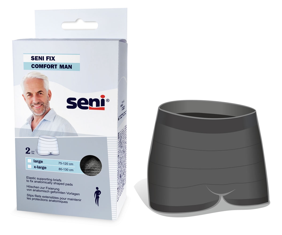 SENI FIX Comfort MAN - Fixierhosen in Schwarz für Männer - 2 Stück Pack - X-Large (XL)