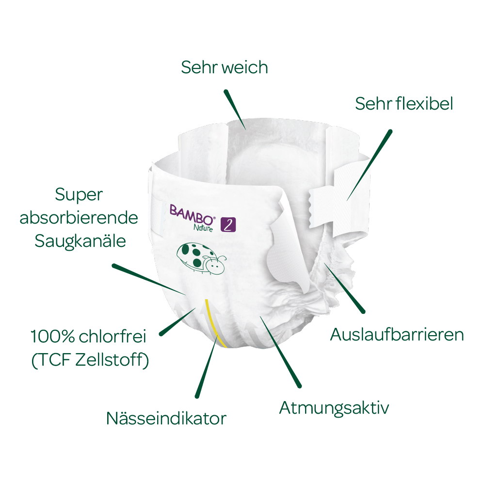 Bambo NATURE - Babywindeln Gr. 2 MINI [S] 3-6 Kg - 30 Stück Einzelpack