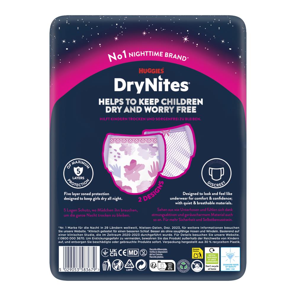 Huggies DryNites® Pyjama Pants ab MÄDCHEN ab 13+ Jahre - 9 Stück Packung